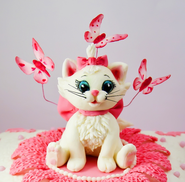 Кошечка с бантиком картинка на торт